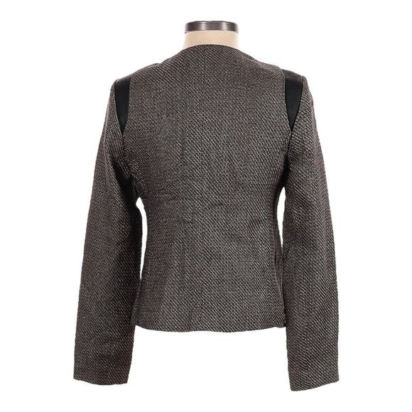 The Limited Blazer Jacket Women Size XS Brown Tweed Faux Leather Neutral - Picture 2 of 10